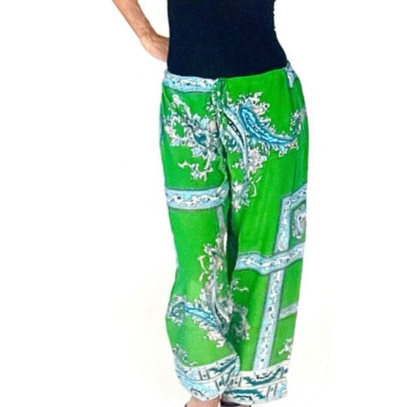 Rare One Hundred Stars  Handkerchief Print Green Lounge Pant One Size - Picture 6 of 8